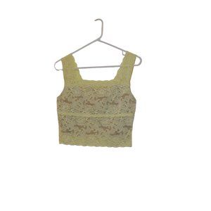 Hanky Panky Women Square Neck Sleeveless Lace Yellow Canary Short Top M